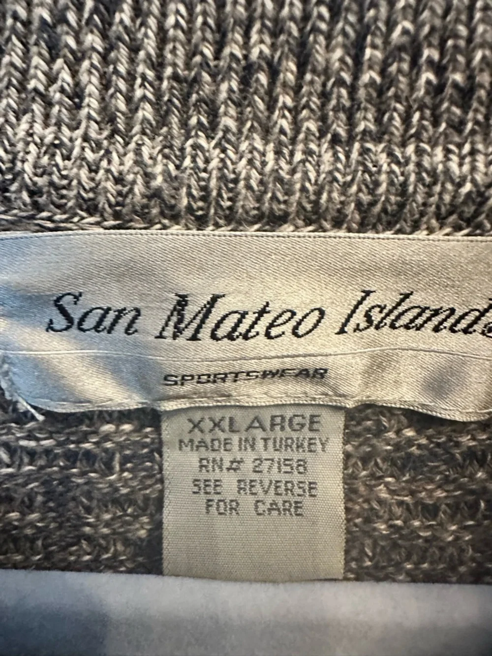 San Mateo Island Vintage‎ Mens XXL Long Sleeve Knit Polo Sweater Textured
